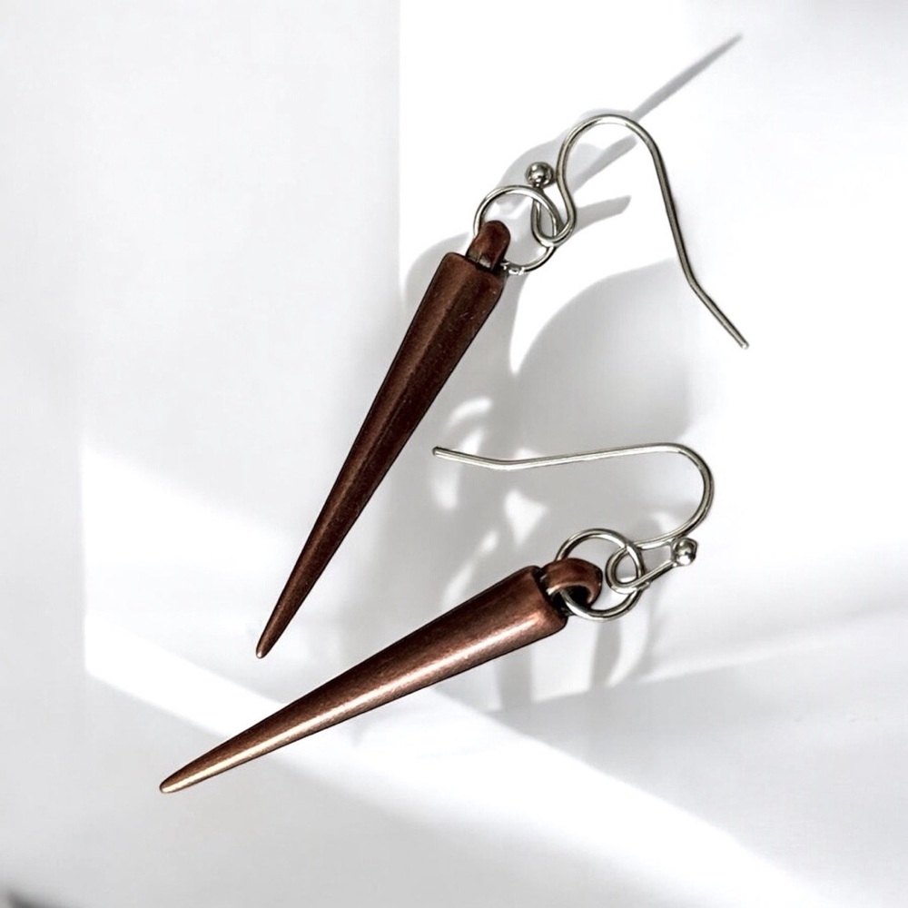 5 For $25💫Alternative Copper Spike Dangles Earrings - Picture 3 of 4